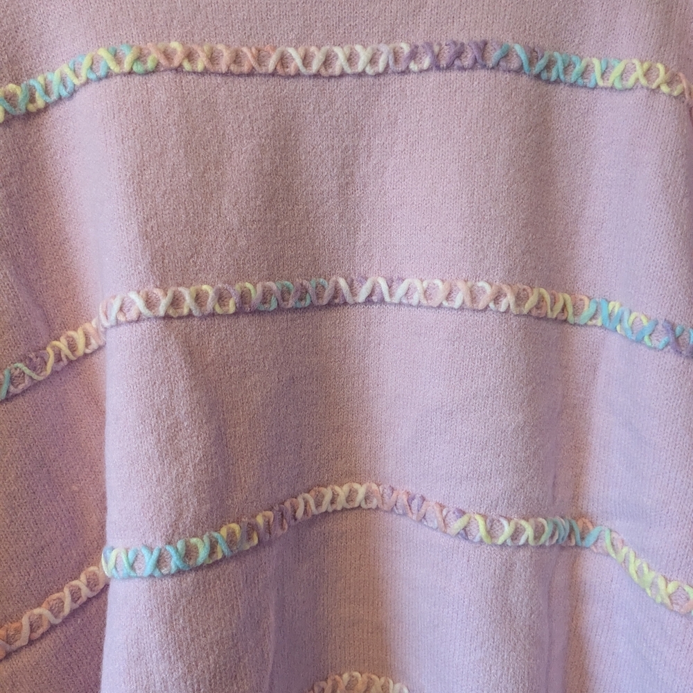 NEW Pastel Lavender/Pink Stitch Knit Sweater Oversize L/XL/XXL - Picture 9 of 13